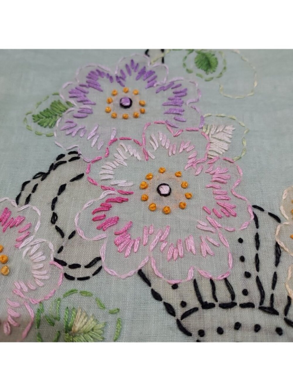 Pillow Case Cover 1950s Hand Embroidered Floral Baby Nursery 22" - Picture 7 of 13